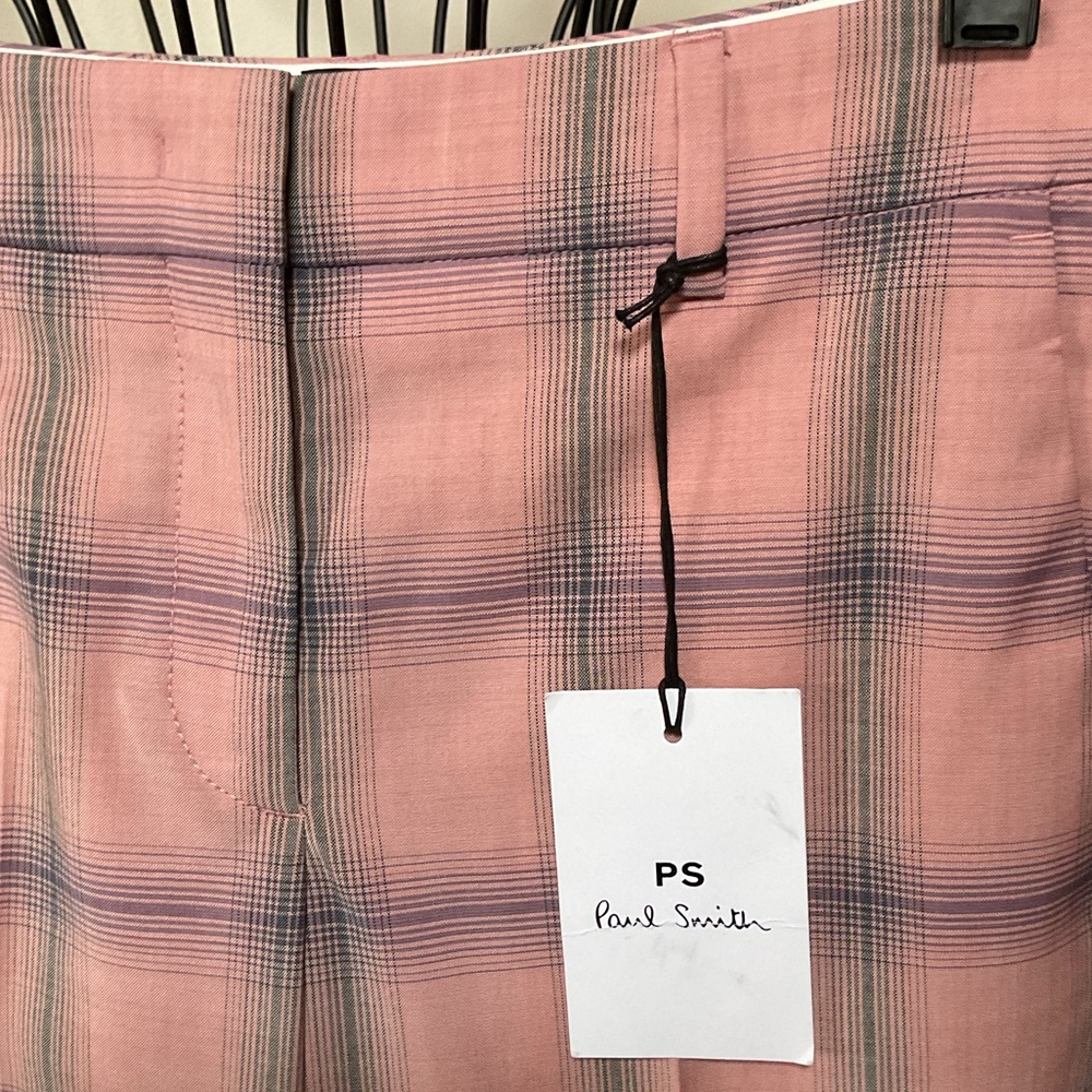 Paul Smith Pink Plaid Trousers, New, 36 - Picture 3 of 11